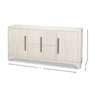 Contemporary Reeded Credenza – Soft White-Washed Oak with Slim Bar Pulls