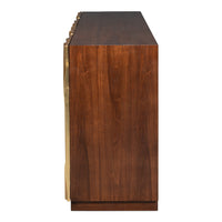 Art Deco Carved Credenza – Dark Walnut with Gold Leaf Doors - additional view