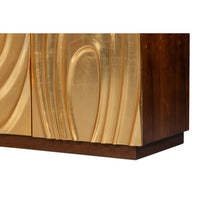 Art Deco Carved Credenza – Dark Walnut with Gold Leaf Doors - additional view