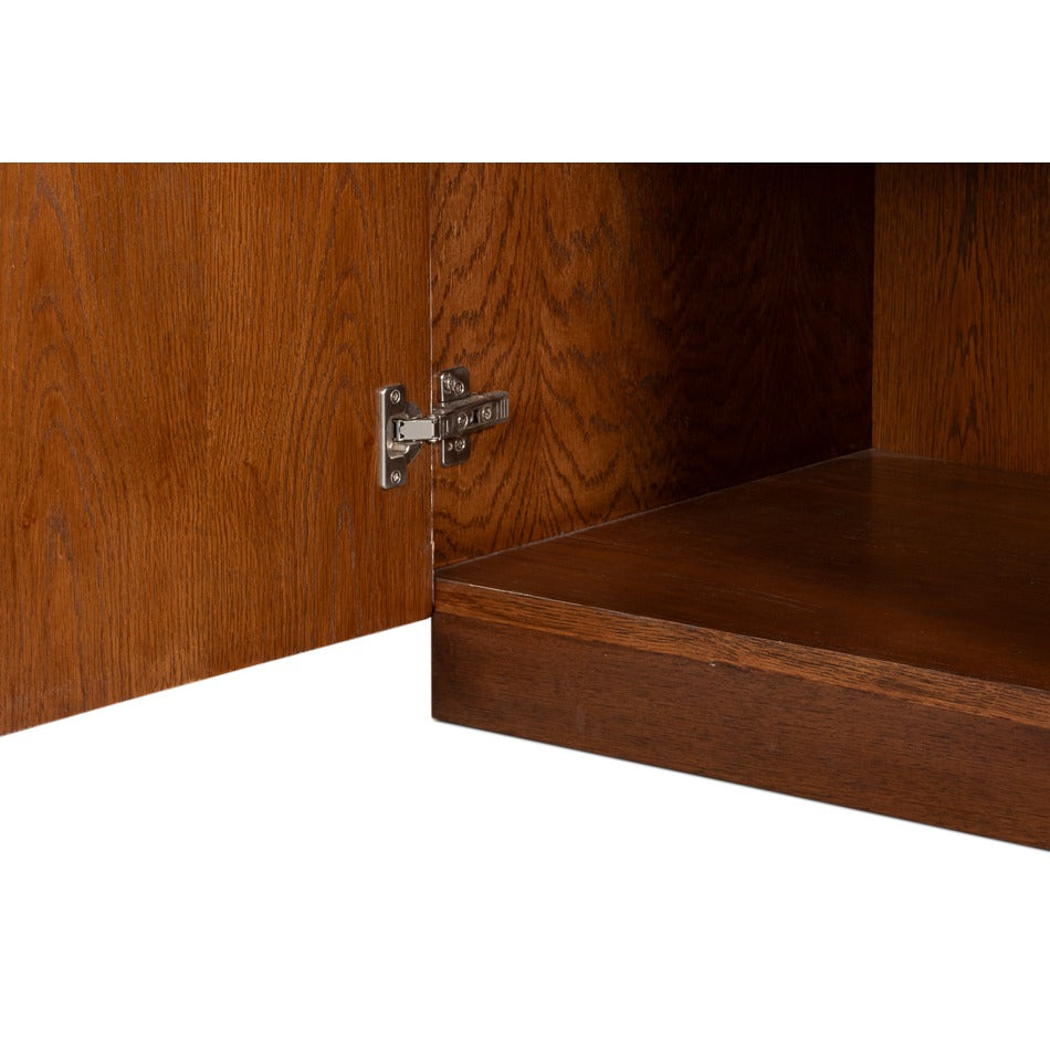 Art Deco Carved Credenza – Dark Walnut with Gold Leaf Doors - additional view