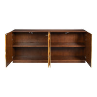 Art Deco Carved Credenza – Dark Walnut with Gold Leaf Doors - additional view