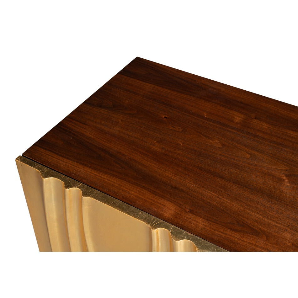 Art Deco Carved Credenza – Dark Walnut with Gold Leaf Doors - additional view