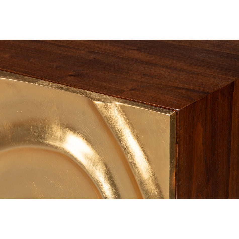 Art Deco Carved Credenza – Dark Walnut with Gold Leaf Doors - additional view