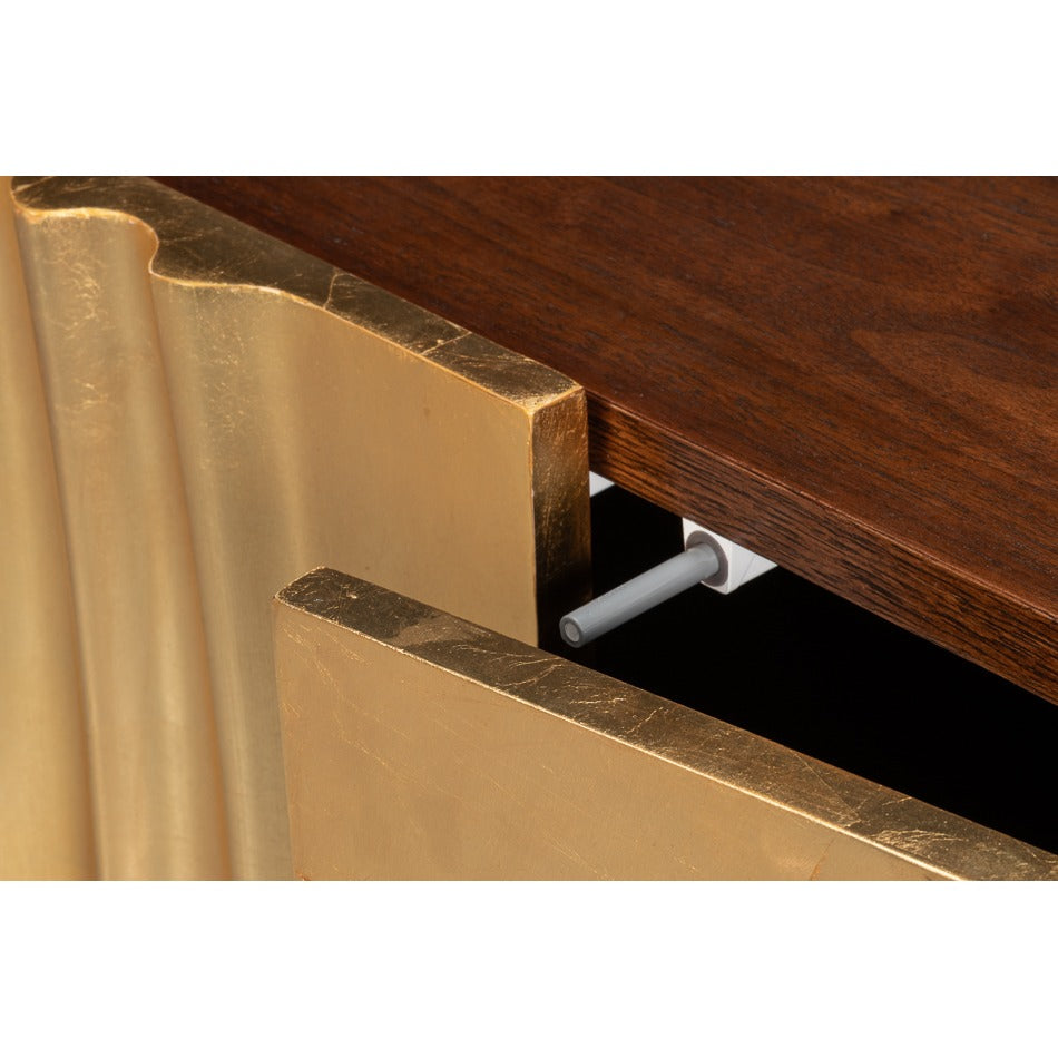 Art Deco Carved Credenza – Dark Walnut with Gold Leaf Doors - additional view