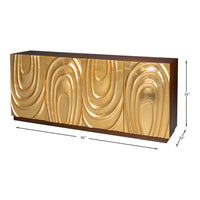 Art Deco Carved Credenza - Dark Walnut with Gold Leaf Doors