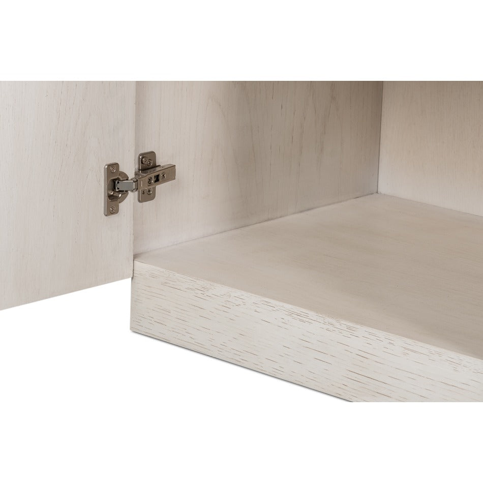 Contemporary Carved Credenza – White Oak with Silver Leaf Doors - additional view