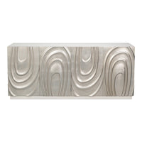 Contemporary Carved Credenza – White Oak with Silver Leaf Doors - additional view