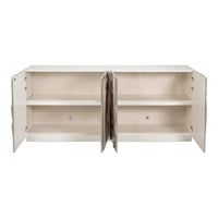 Contemporary Carved Credenza – White Oak with Silver Leaf Doors - additional view