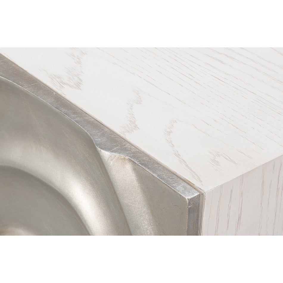 Contemporary Carved Credenza – White Oak with Silver Leaf Doors - additional view