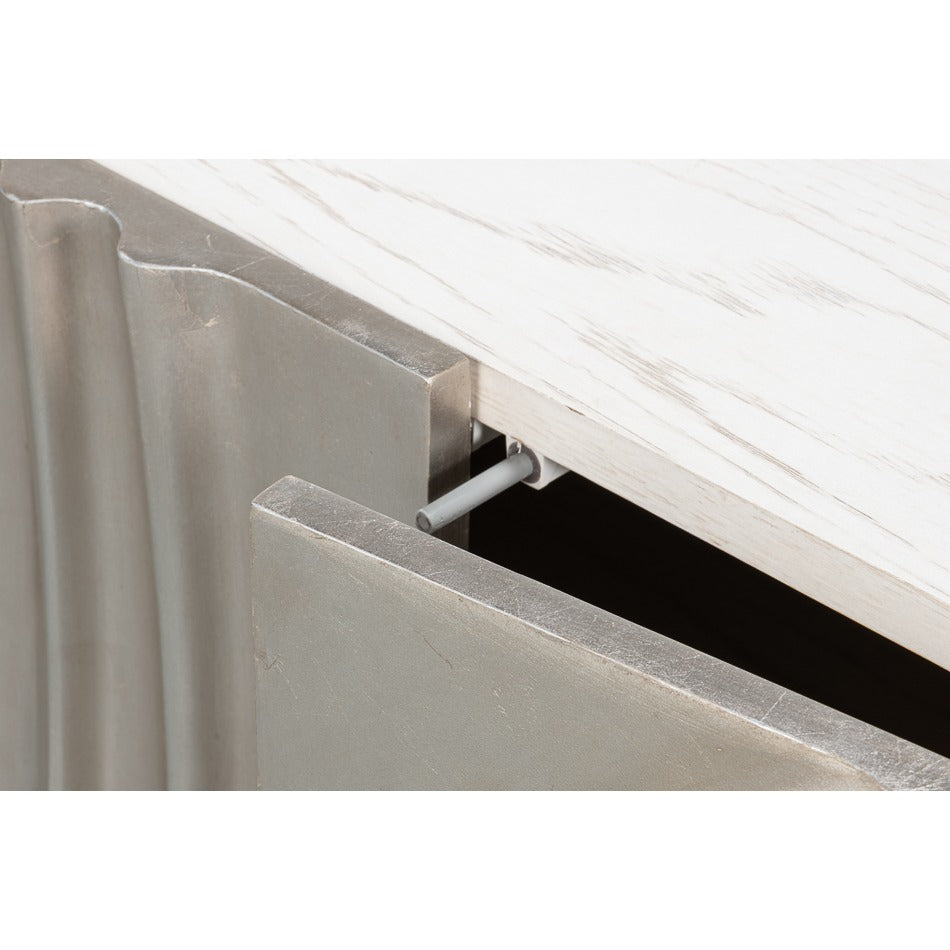 Contemporary Carved Credenza – White Oak with Silver Leaf Doors - additional view