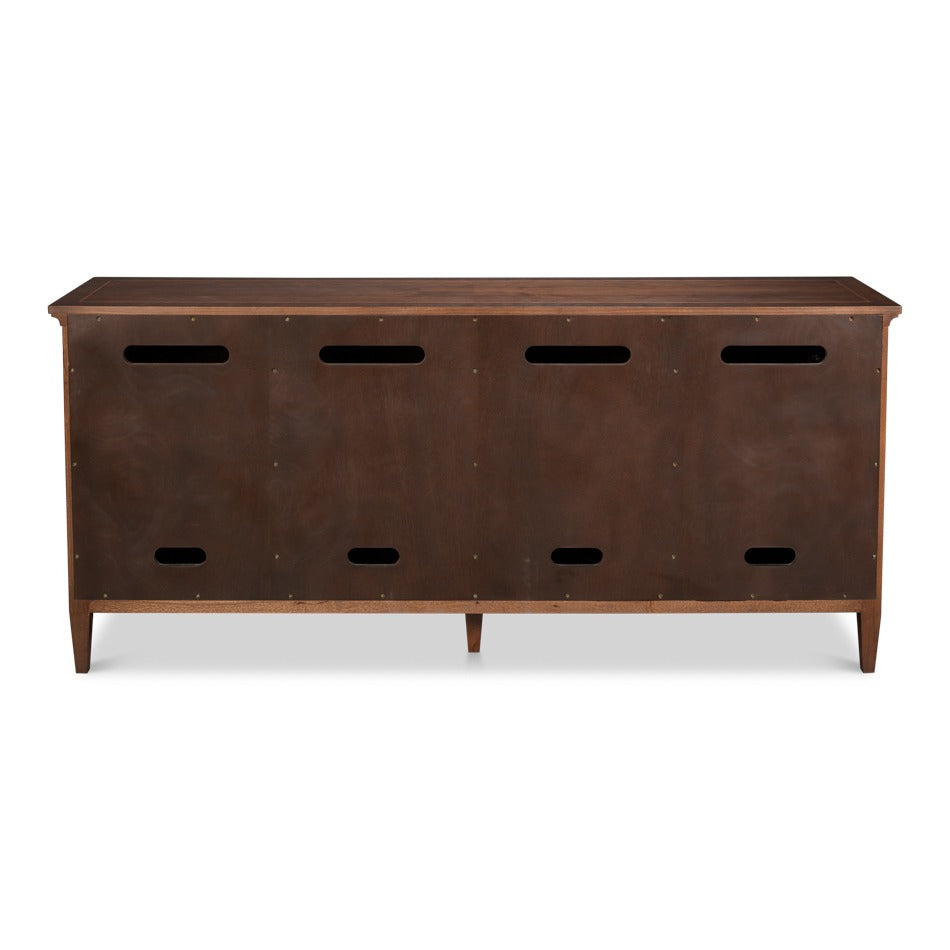 Walnut Burl Four-Door Credenza with Inlaid Panels - additional view