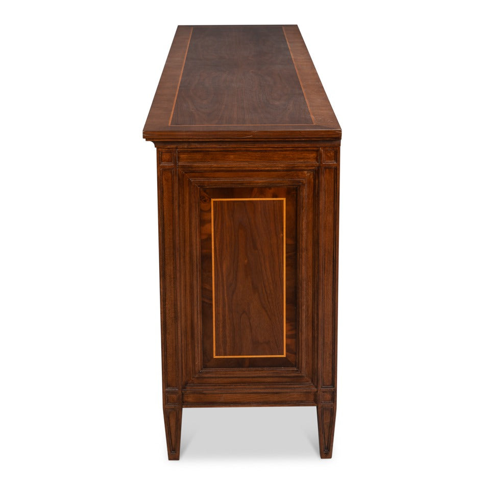 Walnut Burl Four-Door Credenza with Inlaid Panels - additional view
