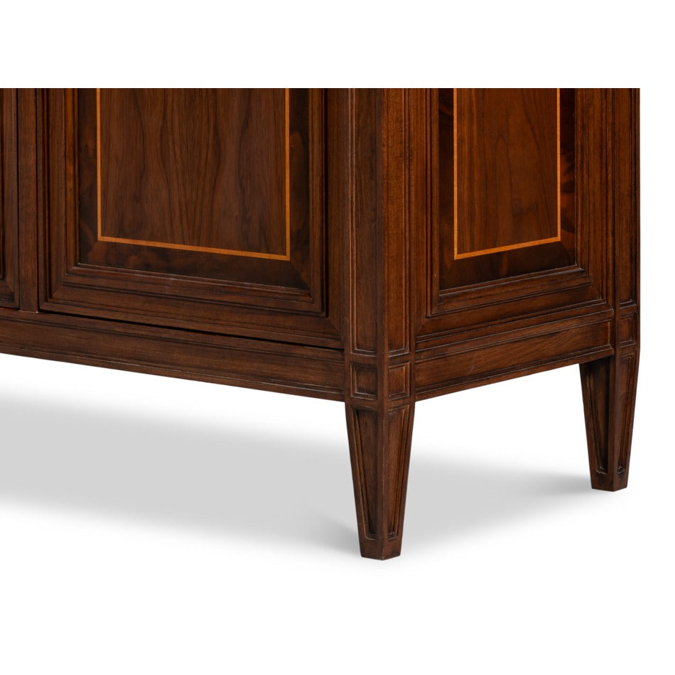 Walnut Burl Four-Door Credenza with Inlaid Panels - additional view
