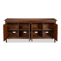 Walnut Burl Four-Door Credenza with Inlaid Panels - additional view