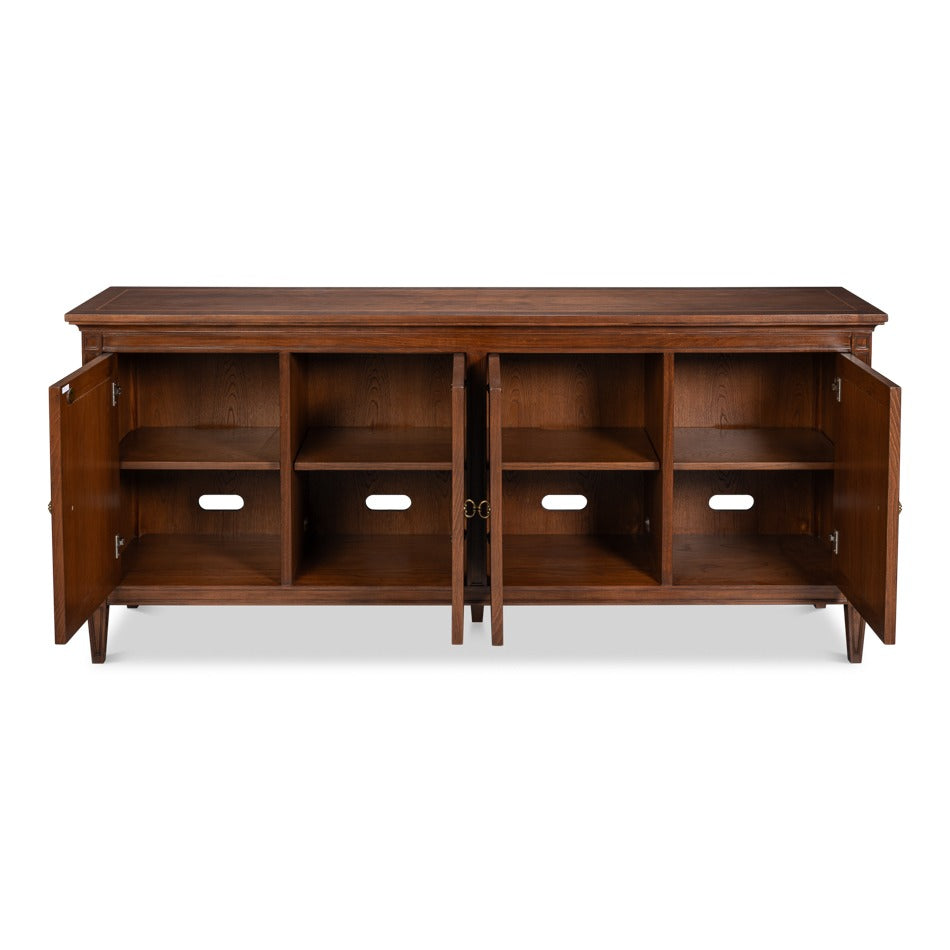 Walnut Burl Four-Door Credenza with Inlaid Panels - additional view