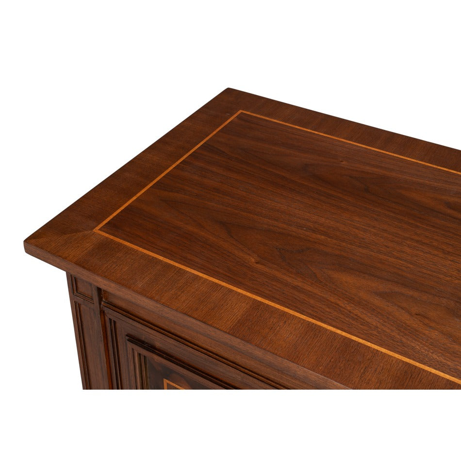 Walnut Burl Four-Door Credenza with Inlaid Panels - additional view
