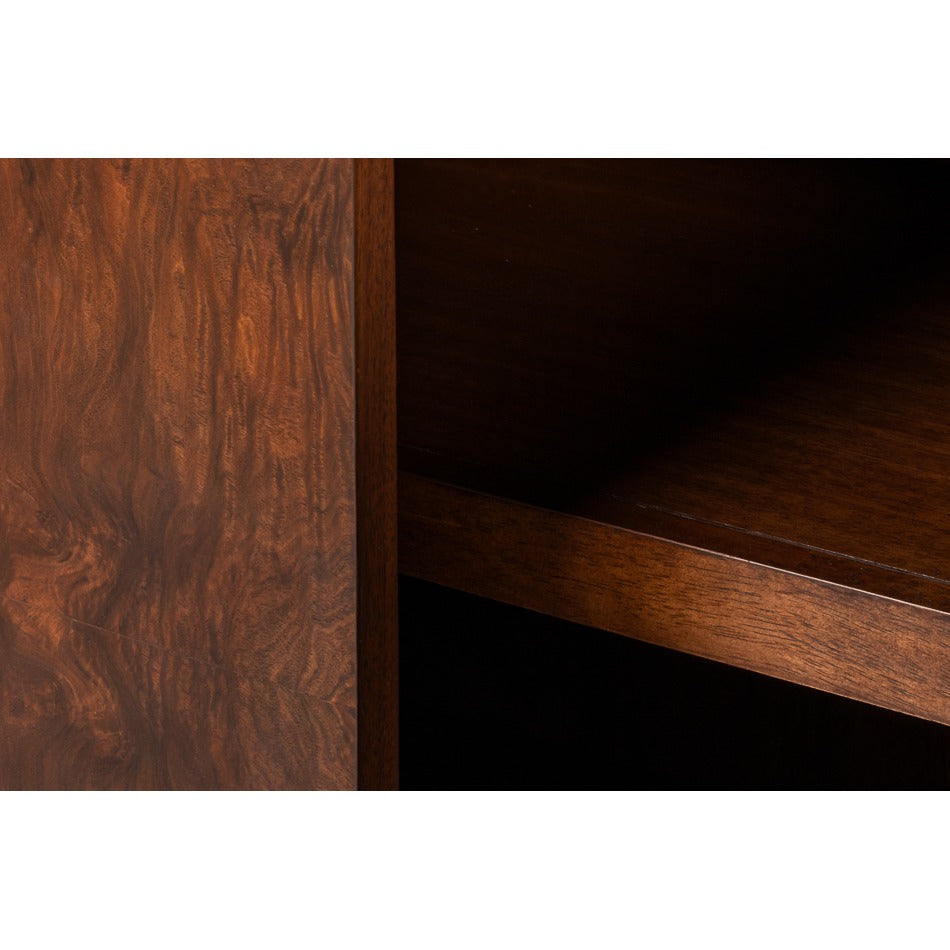 Modern Burl Walnut Bowfront Credenza, 80" with Square Brass Pulls - additional view