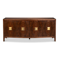 Modern Burl Walnut Bowfront Credenza, 80