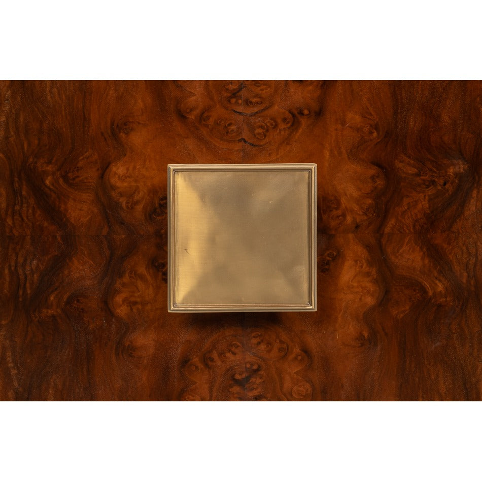 Modern Burl Walnut Bowfront Credenza, 80" with Square Brass Pulls - additional view