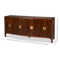 Modern Burl Walnut Bowfront Credenza, 80