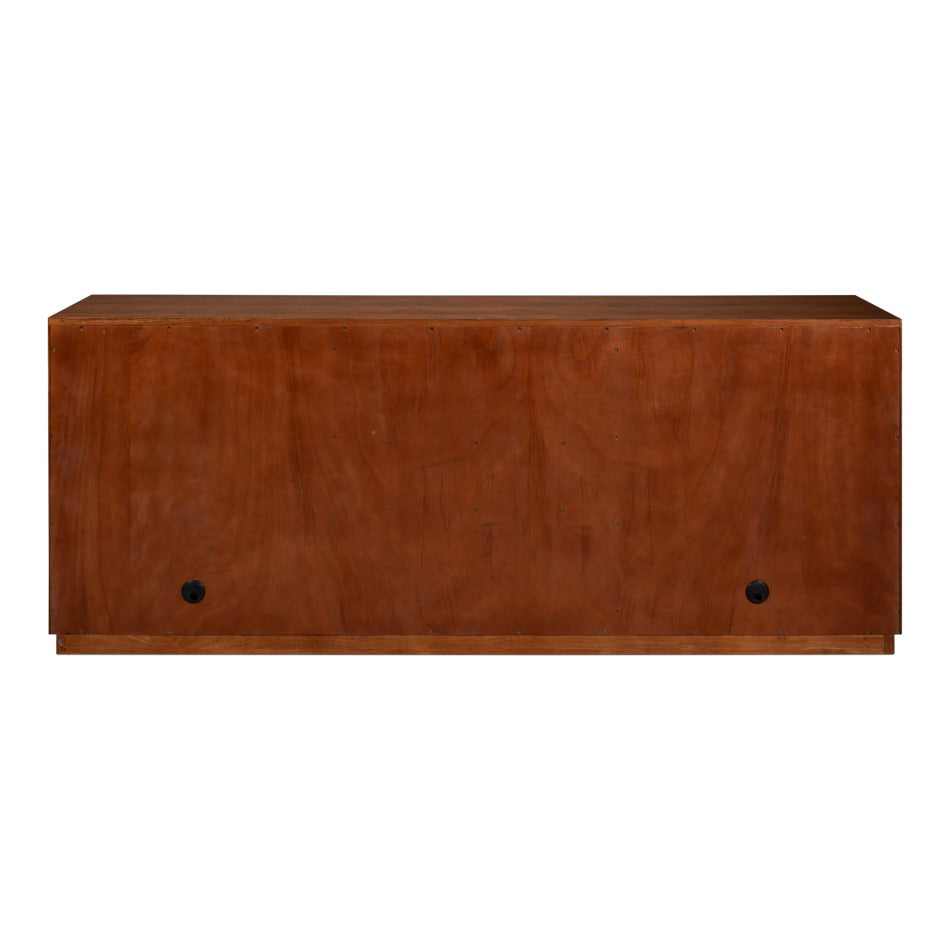 Old-World Marquetry Credenza, 86" – Walnut and Oak with Burl-Inset Geometric Door Panels - additional view