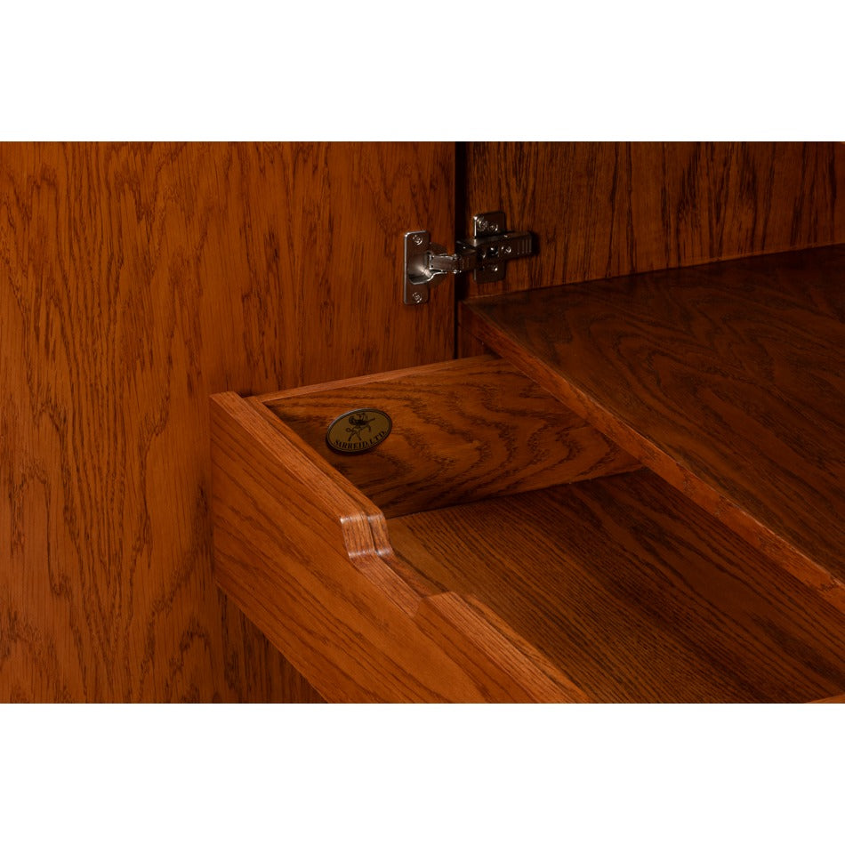 Old-World Marquetry Credenza, 86" – Walnut and Oak with Burl-Inset Geometric Door Panels - additional view