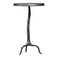 Pewter-Finish Cast Aluminum Drink Table with Bamboo-Segmented Pedestal - additional view