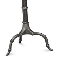 Pewter-Finish Cast Aluminum Drink Table with Bamboo-Segmented Pedestal - additional view