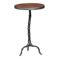 Pewter-Finish Cast Aluminum Drink Table with Bamboo-Segmented Pedestal - additional view