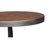 Pewter-Finish Cast Aluminum Drink Table with Bamboo-Segmented Pedestal - additional view