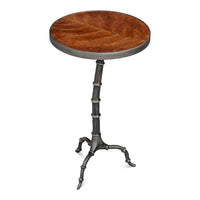 Pewter-Finish Cast Aluminum Drink Table with Bamboo-Segmented Pedestal - additional view