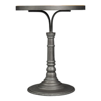 Cast Aluminum Pedestal Accent Table with Wood-Tone Inset Top - additional view