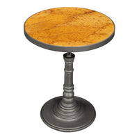 Cast Aluminum Pedestal Accent Table with Wood-Tone Inset Top - additional view