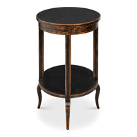 Ebony Finish Two-Tier Side Table with Carved Apron - additional view