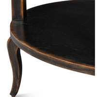 Ebony Finish Two-Tier Side Table with Carved Apron - additional view