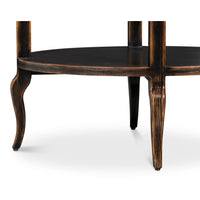 Ebony Finish Two-Tier Side Table with Carved Apron - additional view