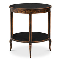 Ebony Finish Two-Tier Side Table with Carved Apron - additional view