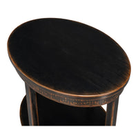 Ebony Finish Two-Tier Side Table with Carved Apron - additional view