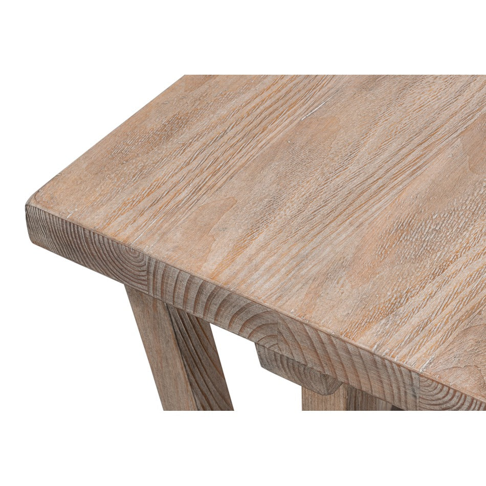 Natural Pine Side Table with Plank Top and Splayed Trestle Legs - additional view