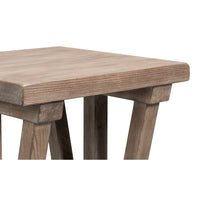 Natural Pine Side Table with Plank Top and Splayed Trestle Legs - additional view