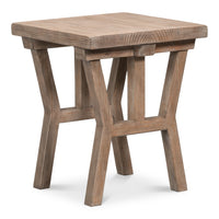 Natural Pine Side Table with Plank Top and Splayed Trestle Legs - additional view