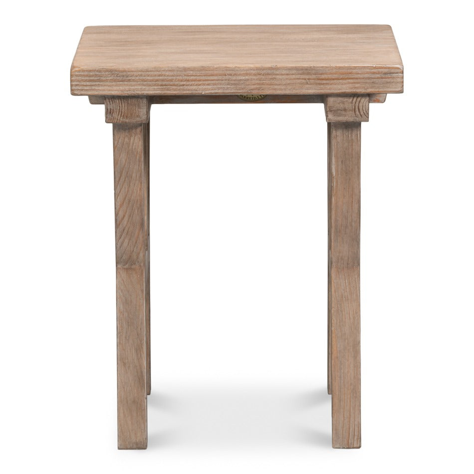 Natural Pine Side Table with Plank Top and Splayed Trestle Legs - additional view
