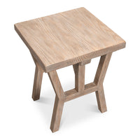 Natural Pine Side Table with Plank Top and Splayed Trestle Legs - additional view