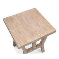 Natural Pine Side Table with Plank Top and Splayed Trestle Legs - additional view