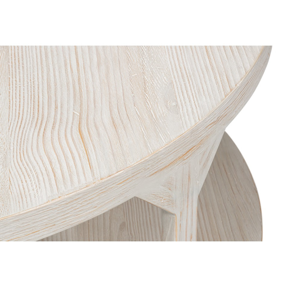 Round Drum Coffee Table, 46 in – Hand-Rubbed Gray Pine - additional view