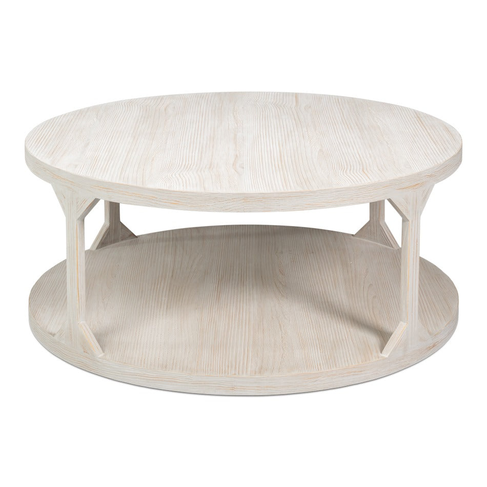 Round Drum Coffee Table, 46 in – Hand-Rubbed Gray Pine - additional view