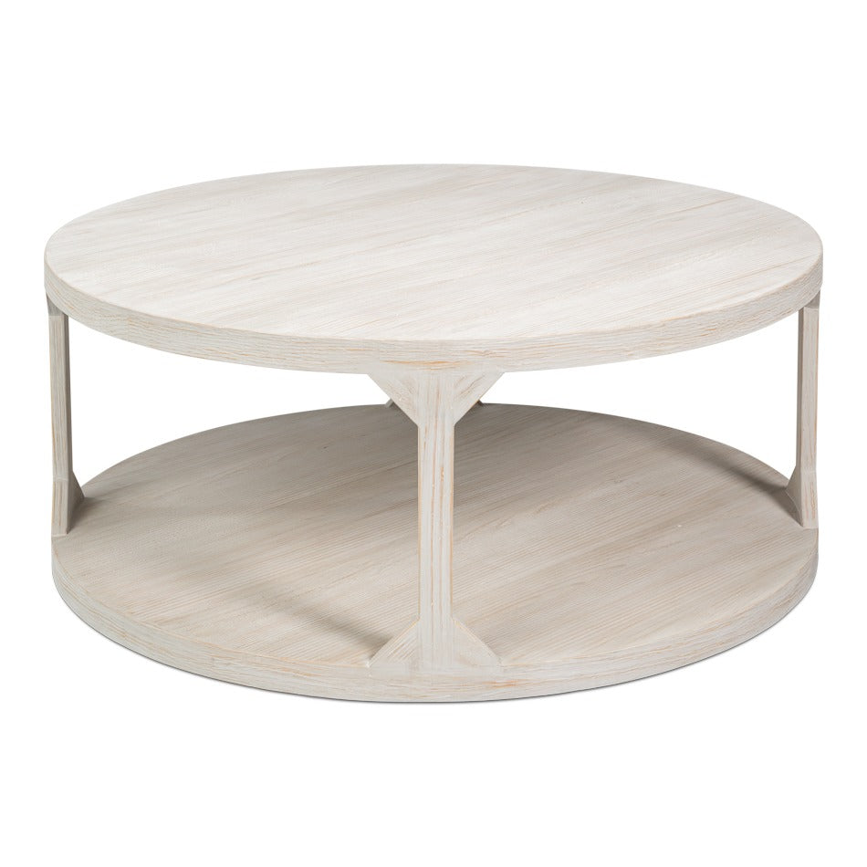 Round Drum Coffee Table, 46 in – Hand-Rubbed Gray Pine - additional view