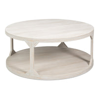 Round Drum Coffee Table, 46 in – Hand-Rubbed Gray Pine - additional view
