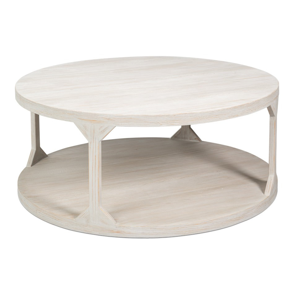 Round Drum Coffee Table, 46 in – Hand-Rubbed Gray Pine - additional view