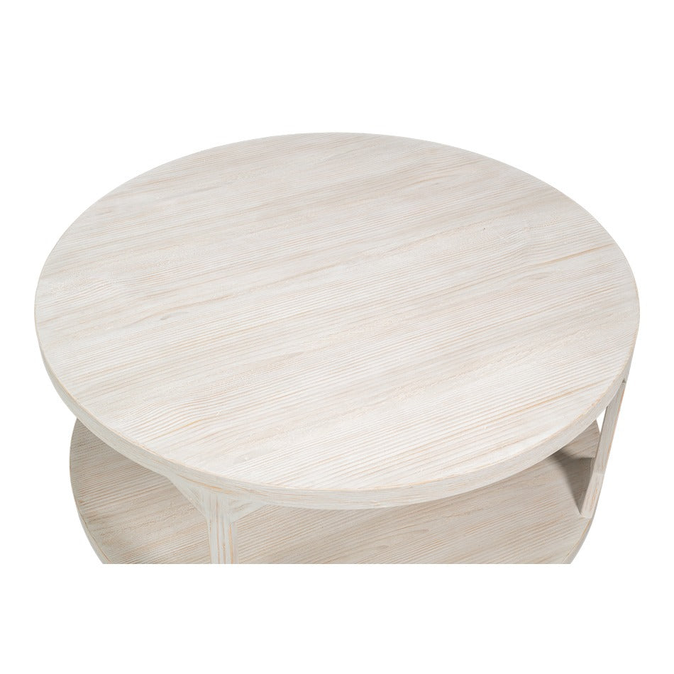 Round Drum Coffee Table, 46 in – Hand-Rubbed Gray Pine - additional view